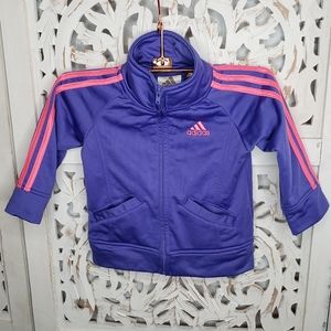 Adidas Girls Purple and Pink Mockneck Zip Jacket